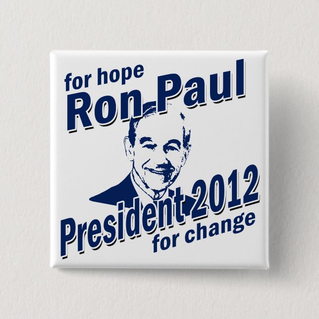 Macaron Carré 5 Cm Ron Paul pour l'espoir et le changement (Devant)
