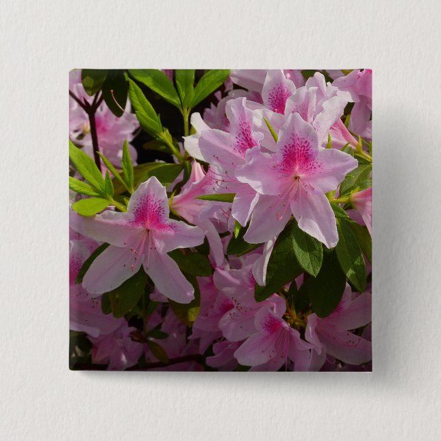 Macaron Carré 5 Cm Rose Azalea Bush printemps floral (Devant)