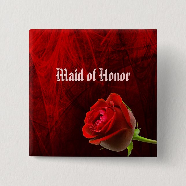 Macaron Carré 5 Cm Rose gothique Maid of Honor Button (Devant)