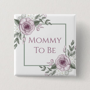 Macaron Carré 5 Cm Roses mauves, Maman à être, Bouton Baby shower