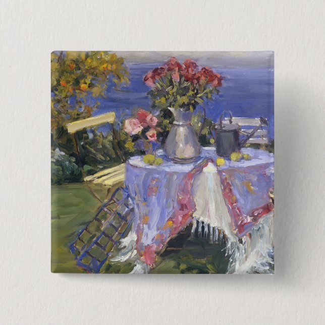 Macaron Carré 5 Cm Roses par la mer (Devant)