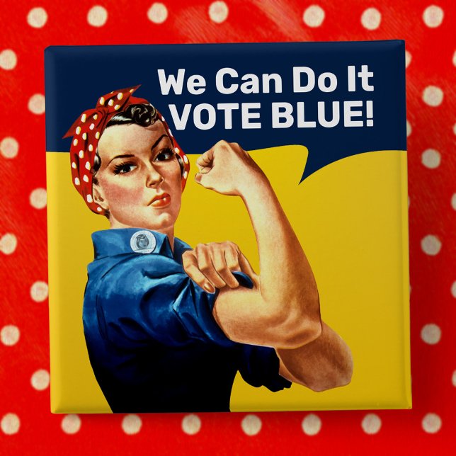Macaron Carré 5 Cm Rosie la riveteuse | Bouton | Personnaliser (Créateur téléchargé)