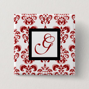 MACARON CARRÉ 5 CM ROUGE BLANC DOMMASK CARRÉ NOIR MONOGRAM