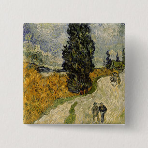 Macaron Carré 5 Cm Route de Vincent van Gogh avec des cyprès, 1890
