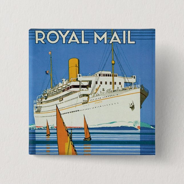 Macaron Carré 5 Cm Royal Mail la "Atlantide croise " (Devant)