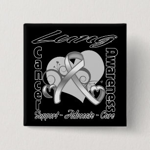 Macaron Carré 5 Cm Ruban cardiaque - Sensibilisation au cancer du pou