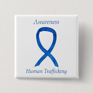 Macaron Carré 5 Cm Ruban de sensibilisation à la traite des êtres hum