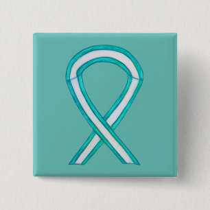 Macaron Carré 5 Cm Ruban de sensibilisation au cancer du col utérin