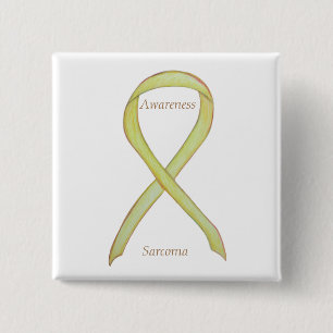 Macaron Carré 5 Cm Ruban de sensibilisation jaune au sarcome Épingle