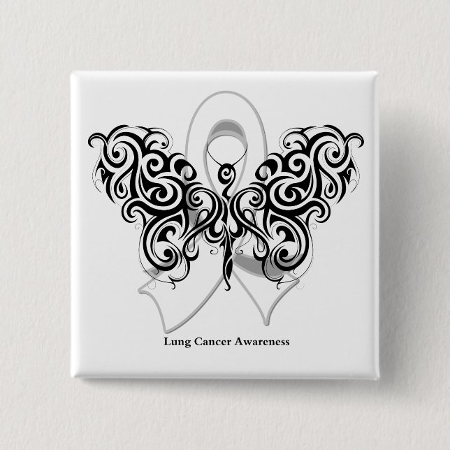 Macaron Carré 5 Cm Ruban Tribal Butterfly Cancer du poumon (Devant)