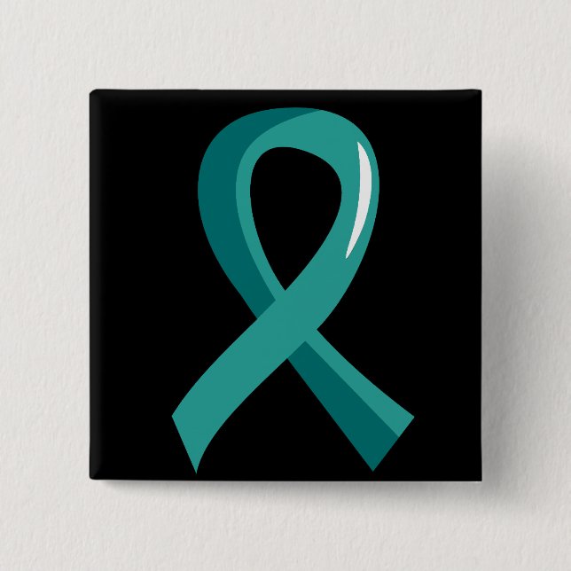 Macaron Carré 5 Cm Ruban turquoise 3 de Cancer péritonéal (Devant)