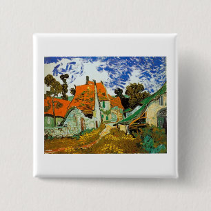Macaron Carré 5 Cm Rue du village à Auvers, Vincent van Gogh