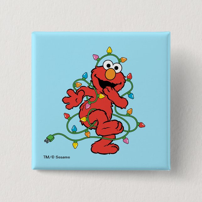 Macaron Carré 5 Cm Rue Sésame | Lumières de Noël Elmo (Devant)