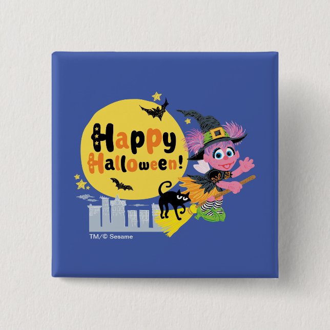 Macaron Carré 5 Cm Rue Sésame | Motif d'Halloween (Devant)