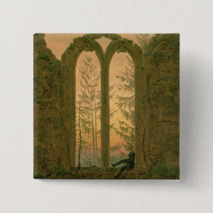 Macaron Carré 5 Cm Ruines du monastère 1835-40 d'Oybin