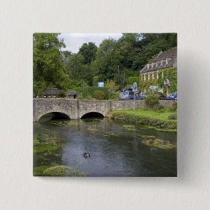 Macaron Carré 5 Cm Ruisseau à truites dans le village de Bibury,