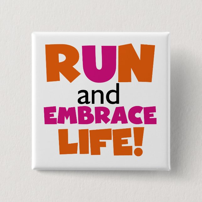 Macaron Carré 5 Cm Run and Embrassez Life Orange Pink (Devant)