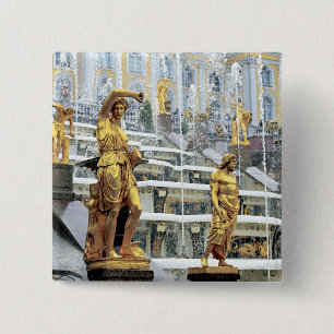 Macaron Carré 5 Cm Russie, Saint-Pétersbourg, Peterhof, Samson et