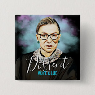 Macaron Carré 5 Cm Ruth Bader Ginsburg - Vote dissident Bleu
