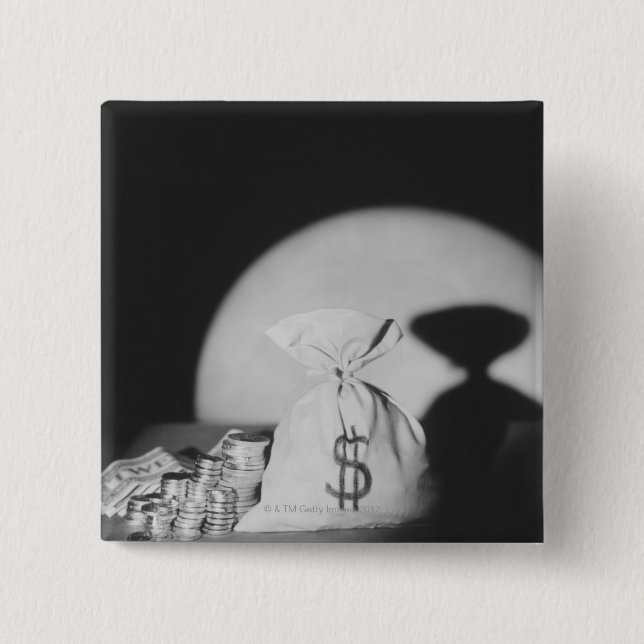 Macaron Carré 5 Cm Sac d'argent (Devant)