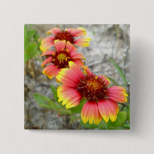 Macaron Carré 5 Cm Sac fourre-tout Fleur sauvage Gaillardia (Fleur Bl