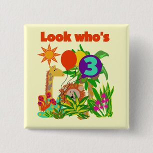 Macaron Carré 5 Cm Safari 3ème anniversaire Tshirts et cadeaux