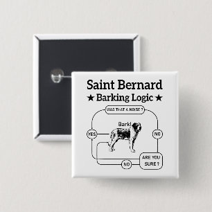 Macaron Carré 5 Cm Saint Bernard Barking Logic Funny Chien propriétai