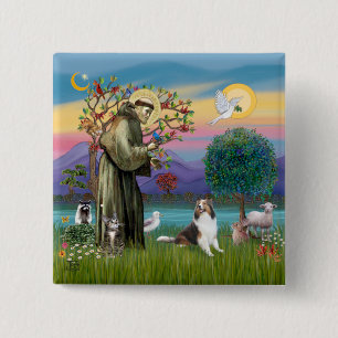 Macaron Carré 5 Cm Saint François avec des animaux - personnalisable