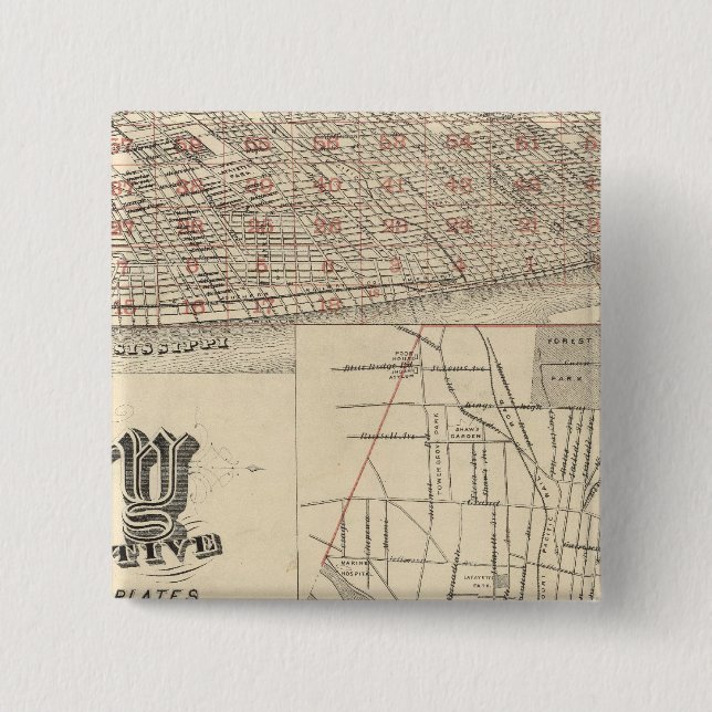 Macaron Carré 5 Cm Saint-Louis, Missouri (Devant)