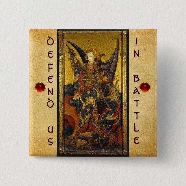 Macaron Carré 5 Cm Saint Michael Vanquishing le diable (Devant)