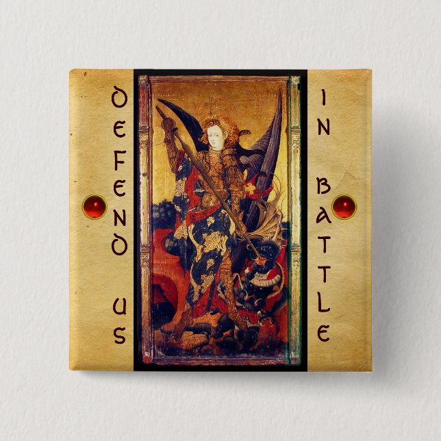 Macaron Carré 5 Cm Saint Michael Vanquishing le diable (Devant)