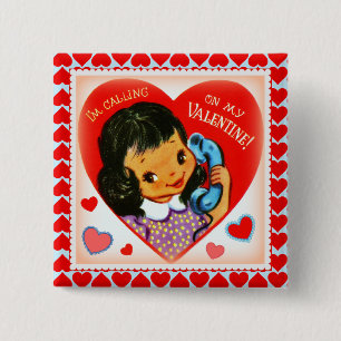 Macaron Carré 5 Cm Saint Valentin Mignon Fille et Cœurs