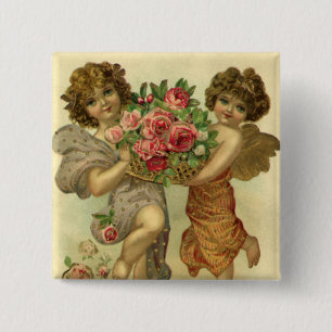 Macaron Carré 5 Cm Saint Valentin victorienne vintage, Angels Rose