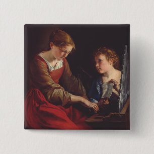 Macaron Carré 5 Cm Sainte Cécile et un ange par Orazio Gentileschi