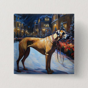 Macaron Carré 5 Cm Saison de Noël de Rhodesian Ridgeback