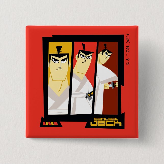 Macaron Carré 5 Cm Samurai Jack Caractère Tri-Panel Futuristic Frame (Devant)