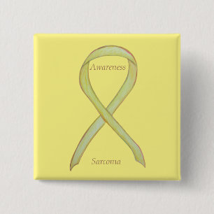 Macaron Carré 5 Cm Sarcoma Yellow Awareness Ribbon Custom Pin