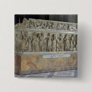 Macaron Carré 5 Cm Sarcophage avec la frise des neuf Muses
