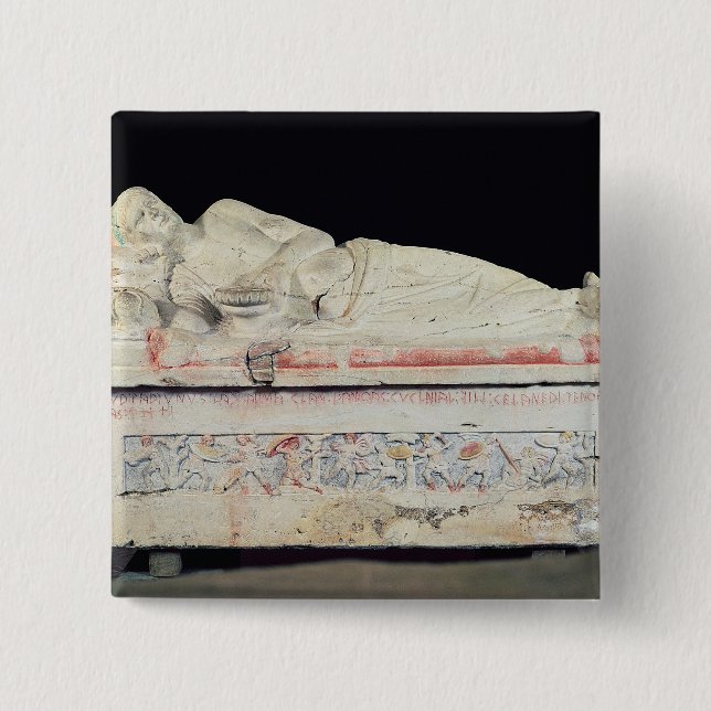 Macaron Carré 5 Cm Sarcophage, Etruscan (Devant)