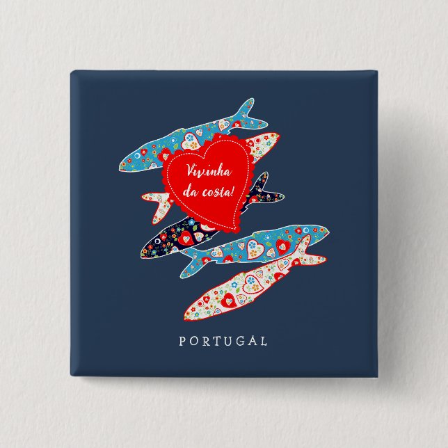 Macaron Carré 5 Cm Sardines portugaises (Devant)