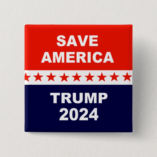 Macaron Carré 5 Cm Sauvez l'Amérique Trump 2024 (Devant)
