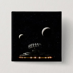 Macaron Carré 5 Cm Scanner Galaxy - Radar Space Craft - Sci-Fi