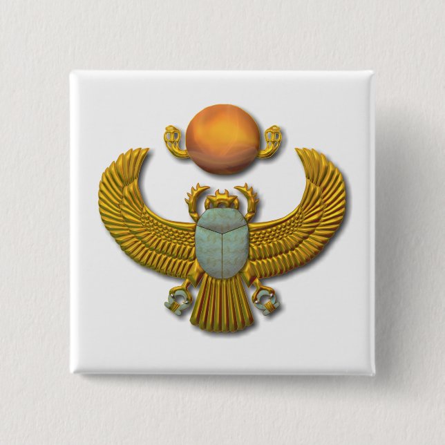 Macaron Carré 5 Cm Scarab antique égyptien sacré - Or (Devant)