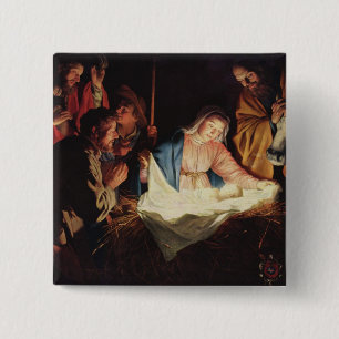 Macaron Carré 5 Cm Scène de la Nativité