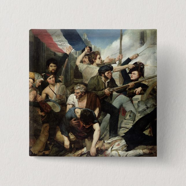 Macaron Carré 5 Cm Scène de la révolution 1830 (Devant)