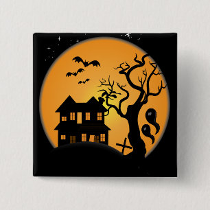 Macaron Carré 5 Cm scène de maison hantée halloween effrayante vecteu
