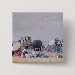 Macaron Carré 5 Cm Scène de plage, Trouville, 1873
