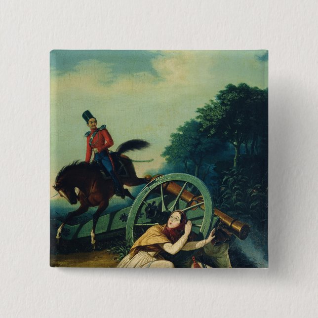 Macaron Carré 5 Cm Scène des 1812 guerre Franco-Russe, 1830s (Devant)