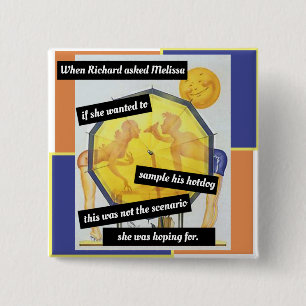 Macaron Carré 5 Cm Scène Plage vintage, Couple Derrière Un Parapluie,