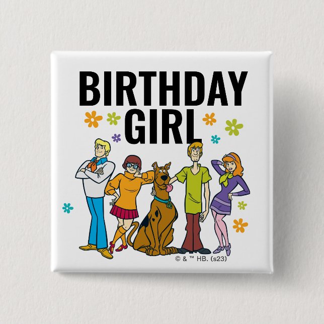 Macaron Carré 5 Cm Scooby-Doo et Gang Birthday Girl (Devant)